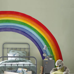 Astrkiz half rainbow watercolor panel on fabric brightens kids' walls with playful color.