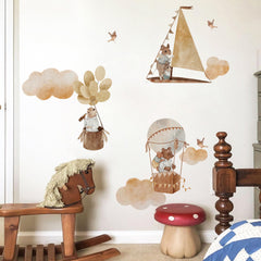 astrkiz watercolor animal wall decals with hot air balloons for nursery ambiance