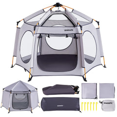 Asweets 4-in-1 outdoor tent provides a safe, spacious play area.