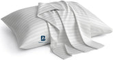 Atiksh Beddings toddler pillow case with silver grey stripe—soft and breathable for nap time.