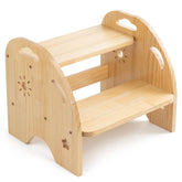 AtMini wooden toddler step stool with two steps for independent reach