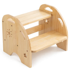 AtMini wooden toddler step stool with two steps for independent reach