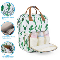 Atsabdas cactus print diaper bag elastic easy-taking pocket for quick access.