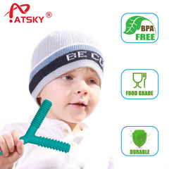 Atsky teething tubes close-up textures show varied sensory surfaces