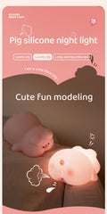 ATSUI Pig Night Light emits a soft, warm glow for sleep.