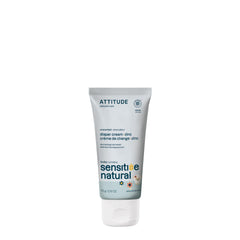 ATTITUDE diaper cream bottle close-up highlighting unscented zinc formula for sensitive baby skin