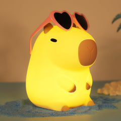 Attivolife Capybara Night Light with pink glasses enhances a kids' room ambiance