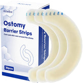 Atwlux ostomy barrier strips with elastic seal for secure daily fit.
