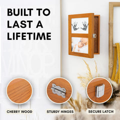 Audric & Anne baby handprint kit demonstrates safe, clean capture of tiny hands.