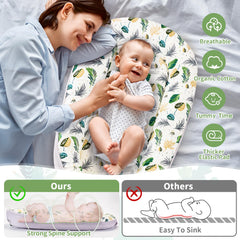Aufona lounger nest supports growing from newborn to 24 months with adjustable fit.