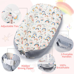 Aufona baby lounger adjustable-washable-cover for a flexible fit from birth to 24 months.