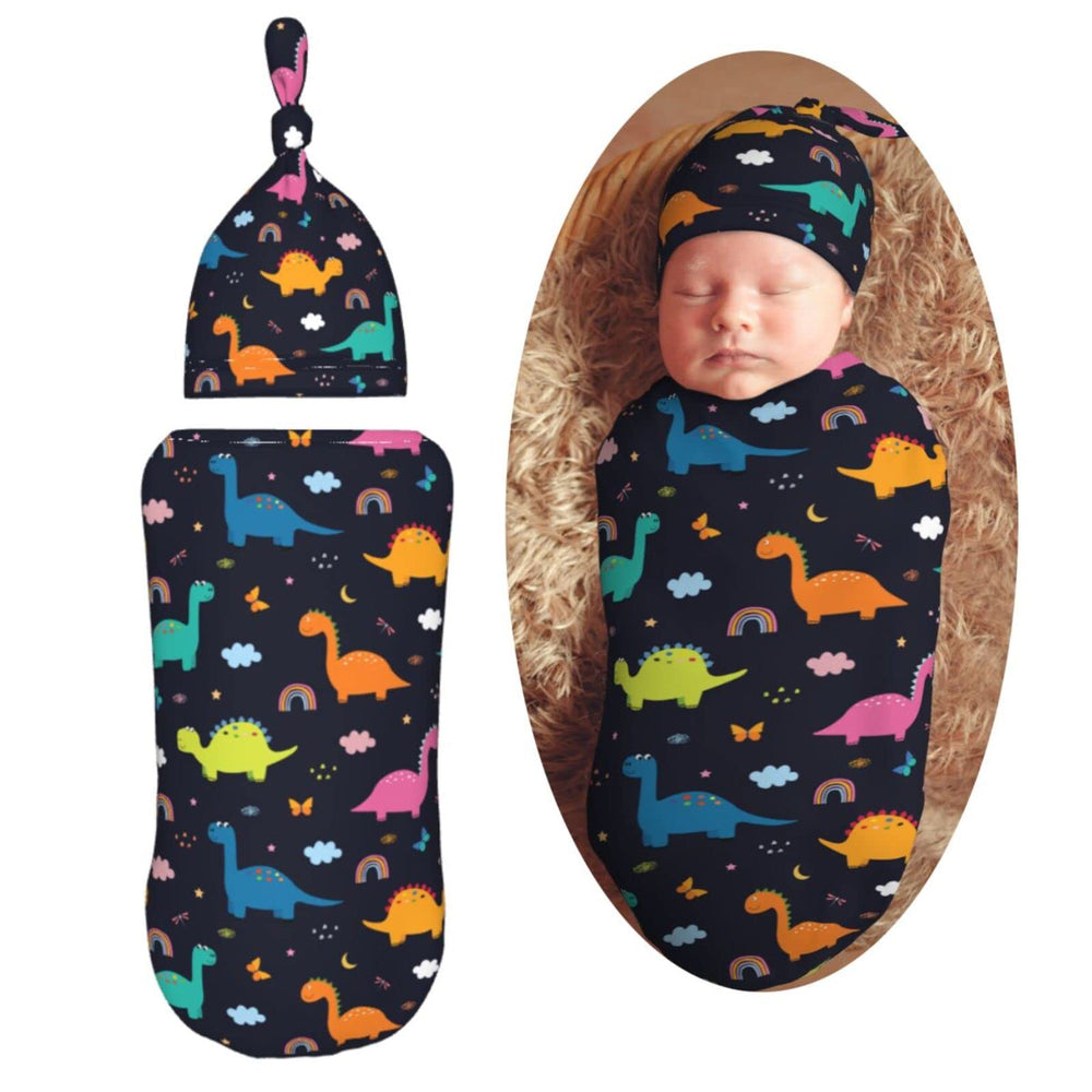 AuHomea dinosaurs and clouds swaddle bag provides soft, secure newborn comfort.