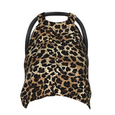 AuHomea hipster leopard car seat canopy front view with sun protection for baby.