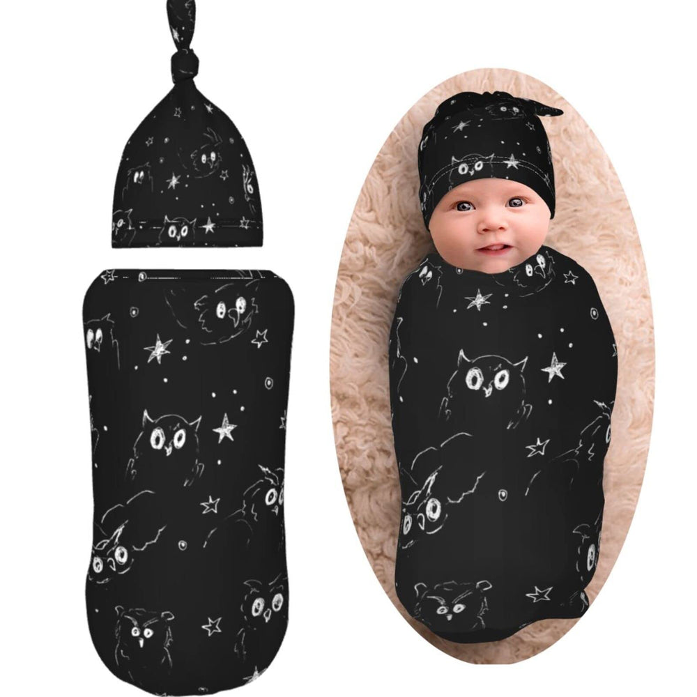 AuHomea owls-painted swaddle bag promotes secure, cozy wrapping for newborns.
