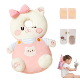 AUKOUPCIL baby head protector backpack front view with cat design showing plush material