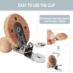 Aulege pacifier clip attached to baby clothing without snagging.