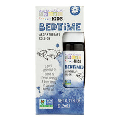 Aura Cacia Kids Bedtime Roll-On bottle with lavender, citrus, and frankincense for soothing routines