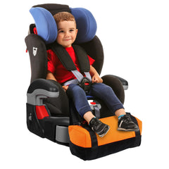 Aurya car seat foot rest orange side provides sturdy, easy-clean support
