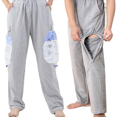 AUSTYLCO urine bag holder pants with zipper pocket for discreet carry.
