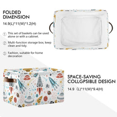 AUUXVA collapsible bin for shelf storage folds flat when not in use.