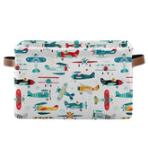 AUUXVA storage basket cube with cartoon airplane and helicopter, ideal for tidying toys.