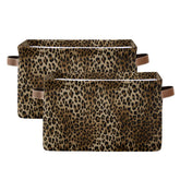 AUUXVA storage basket cube in leopard print for toy organization in a playroom