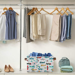 AUUXVA storage basket cube with PU leather handles, easy to move between rooms.
