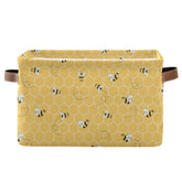 AUUXVA storage basket cube in yellow with bee honeycomb design, ideal for toy organization