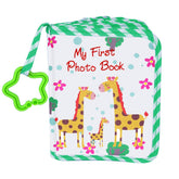 AUVCAS baby photo album with soft cloth front cover, ideal for safe baby handling.