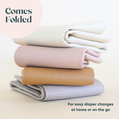 Wipeable vegan leather mat cleans easily with a wipe or cloth