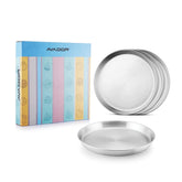 Avador 18/8 stainless steel deep-round plate for outdoor dining.
