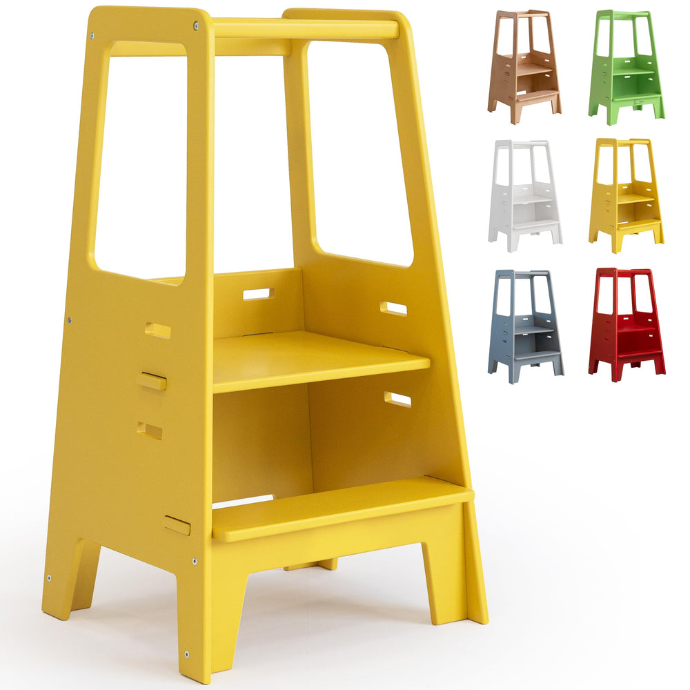 AVDAR Toddler Standing Tower front view shows a compact kitchen helper for safe cooking sessions