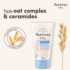 Aveeno Baby Dermexa Balm application demonstrates gentle nighttime use.