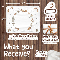Avenlo milestone blanket with woodland frame marker for month-by-month highlights.