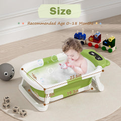 AVIDOR baby bathtub demonstrates growth from birth to 18 months