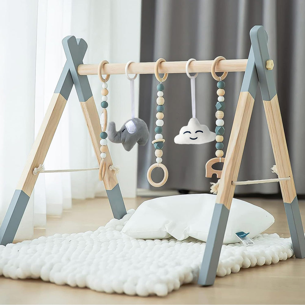 Avrsol wooden baby play gym foldable frame for space-saving setup
