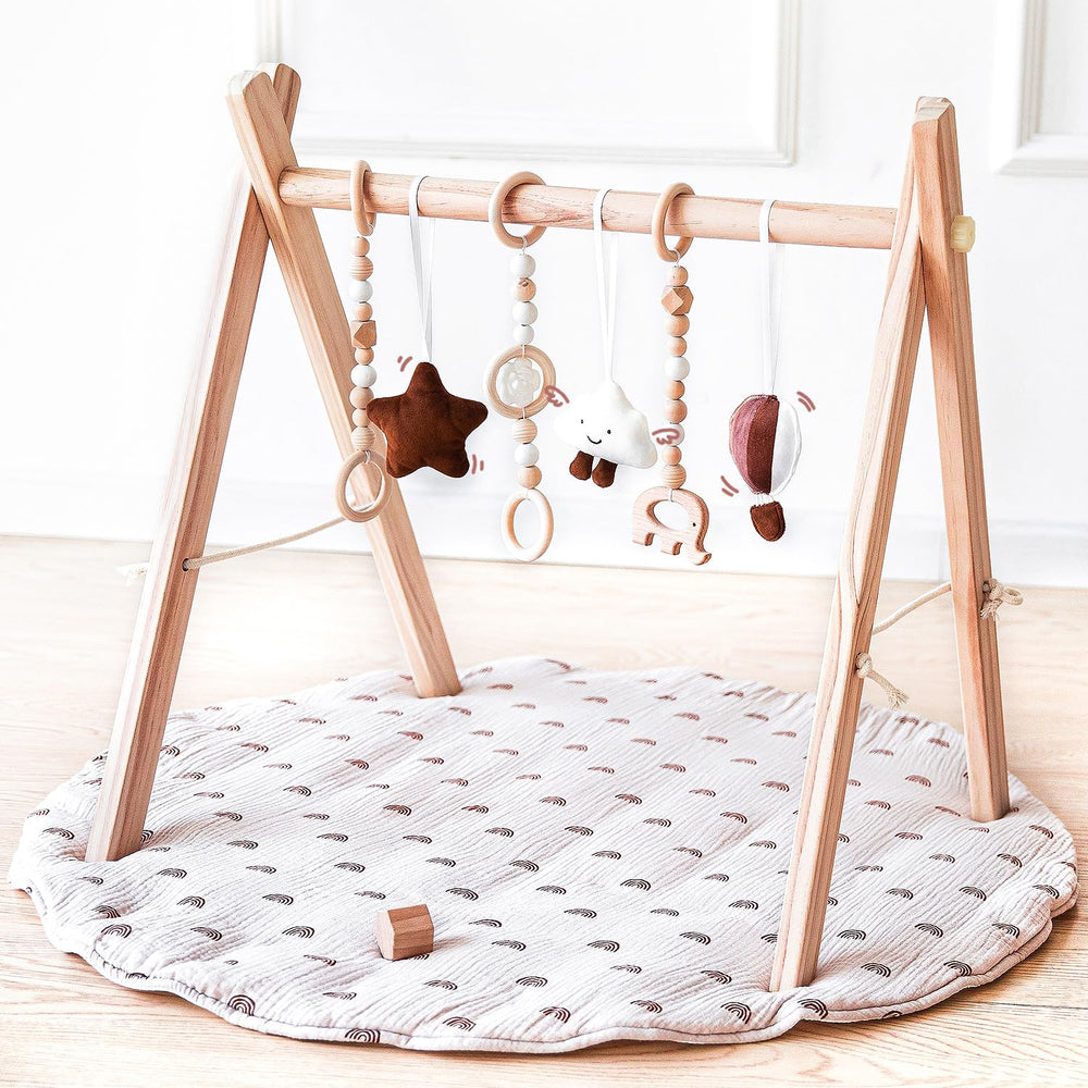 Avrsol wooden baby play gym frame enhances floor-time exploration