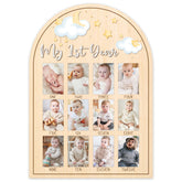 AWDSTN first-year photo board milestone display for baby growth memories.