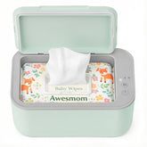 Awesmom baby wipe warmer front view shows convenient warming for diaper changes