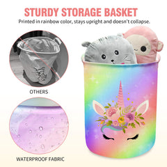 Aynaxcol Unicorn Laundry Basket with waterproof lining protects contents