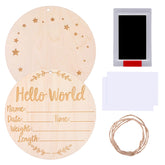 Azefnuhk Baby Announcement Sign front view with Hello World leaf design and birth details.