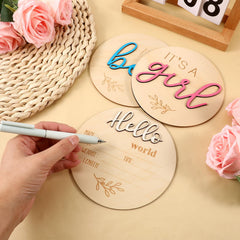 Azefnuhk Hello World wooden sign for welcome home announcements.