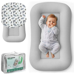 Azopesy Baby Lounger gray cover creates a calm, safe space for newborn rest.