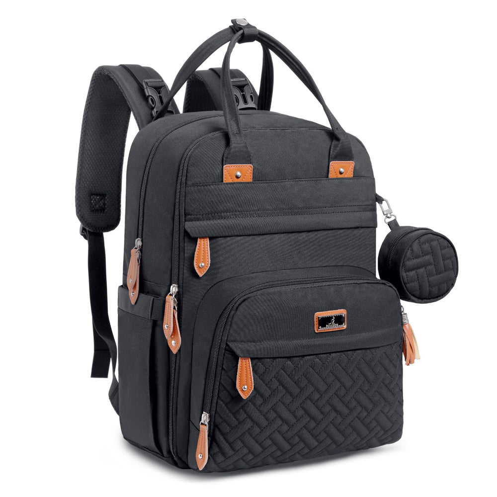BabbleRoo diaper bag backpack front view showing spacious layout for baby essentials