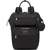 BabbleRoo diaper bag backpack front view with spacious pockets for organized outings.
