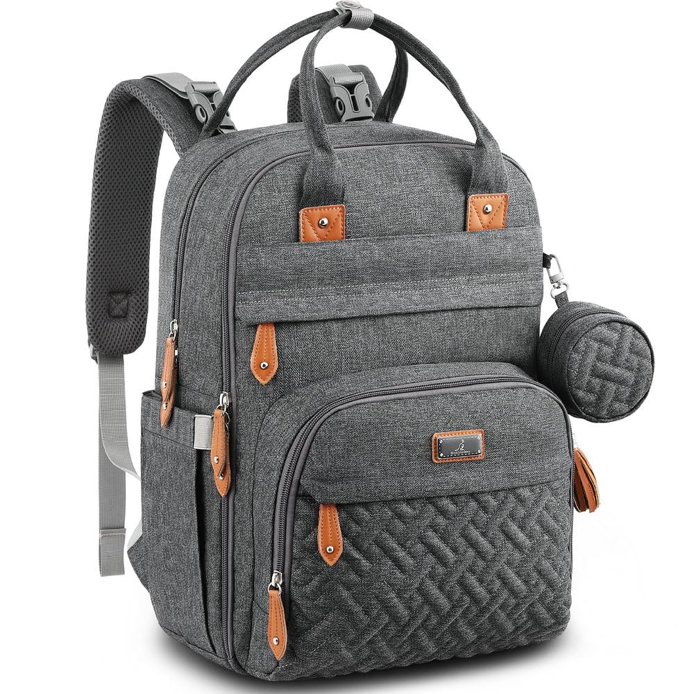BabbleRoo Diaper Bag Backpack front view highlighting its sleek, versatile design for parents on the move.