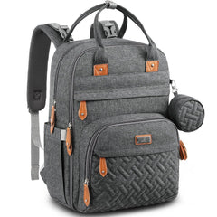 BabbleRoo Diaper Bag Backpack front view highlighting its sleek, versatile design for parents on the move.