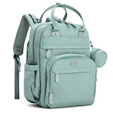 BabbleRoo diaper bag backpack in Sage Green front view, hands-free travel ready
