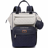 BabbleRoo diaper bag backpack in stone gray blue with spacious compartments for busy days.