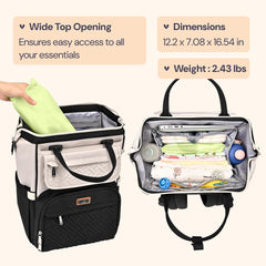 Stroller-straps attached for hands-free transport.